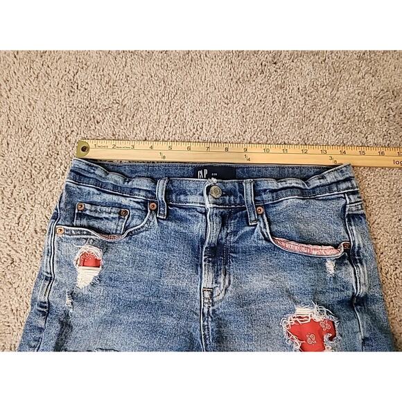 🔥 Gap Distressed Bandana Lined Denim Shorts – Size 2/26 Retro Skater Alt Style - Picture 5 of 7